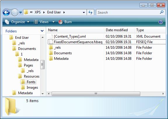 Organizzazione file XPS
